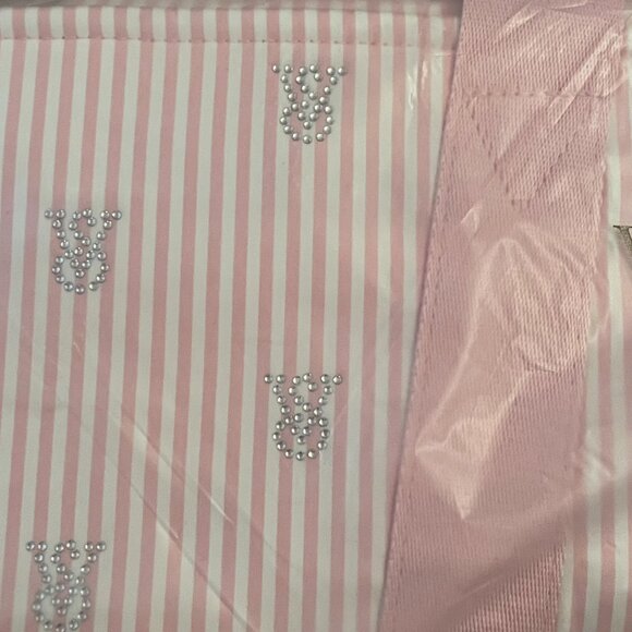 NEW Victoria's Secret Shine Tote Bag with Heritage Pink Stripe Print - Picture 5 of 8